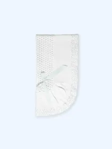 Macilusion White with Blue Trim Blanket