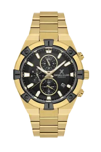 Daniel Klein Exclusive DK.1.14242-4 Black Dial Gold Stainless Steel Watch