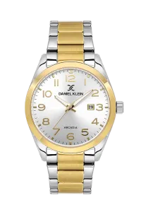 Daniel Klein Arcadia Collection DK.6.14273-7 Silver Dial Two-Tone (Silver outer links with Gold center links) Stainless Steel Watch