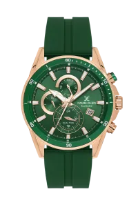 Daniel Klein Exclusive DK.1.14246-6 Green Dial Forest Green Silicone Strap Watch