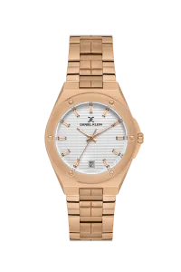 Daniel Klein DK.1.14171-6 Silver White textured Dial Gold-Tone Stainless Steel Watch