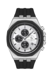 SB Polo SB-1-10432-1 Black Dial Silver-Tone Silicone Strap Watch