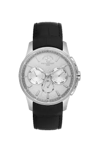 SB Polo SB-1-10652-1 Silver White Dial Silver-Tone Leather Strap Watch