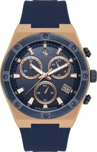 SB Polo SB-1-10659-5 Dark Blue Dial Rose Gold-Tone Silicone Strap Watch