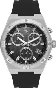 SB Polo SB-1-10659-1 Black Dial Silver-Tone Silicone Strap Watch