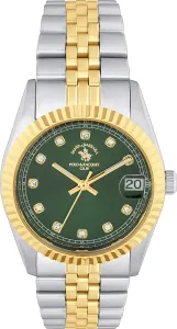 SB Polo SB-4-10034-4 Forest Green Dial Two-Tone Gold & Silver Stainless Steel Watch
