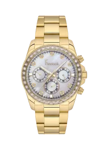 Freelook FL.1.10468-2 White Mother-of-Pearl Dial Gold-Tone Stainless Steel Watch