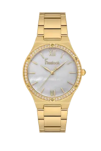 Freelook FL.1.10407-2 White Mother-of-Pearl Dial Gold-Tone Stainless Steel Watch