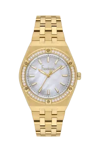 Freelook FL.1.10453-3 White Mother-of-Pearl Dial Gold-Tone Stainless Steel Watch
