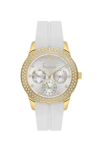 Freelook FL.1.10542-2 Silver Dial Gold-Tone White Silicone Strap Watch