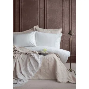 Ap Serene Bej Double Duvet Cover With Bed Spread & Blanket Set