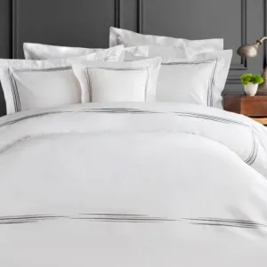 King Grey Beverly Anthracite- Duvet Cover Set Embroideried