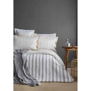 Double Duvet Cover Set + Bed Spread Ap Stripe Gri - Made In Turkey