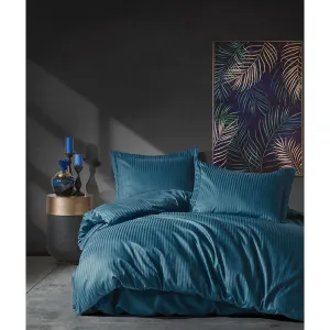 Double Bed Set Elegant Stripe Blue - Made In Turkey