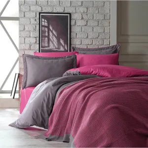 6Pcs Double Duvet Cover 200*220 Tuana Cotton Fuchsia - Made In Turkey