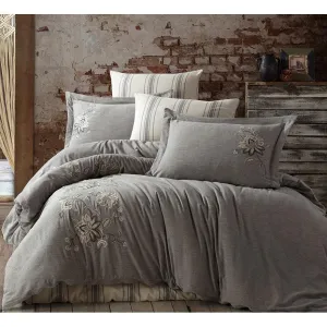 6Pcs Double Duvet Cover 200*220 Melina Cotton Antrasit - Made In Turkey