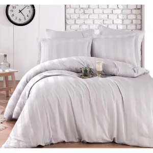 4Pcs Single Duvet Cover 160*220 Satin Waffle Grey - Made In Turkey