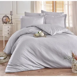 6Pcs Single Duvet Cover 160*220 Satin Damask Grey - Made In Turkey