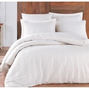 4Pcs Single Duvet Cover 160*220 Satin Waffle White - Made In Turkey