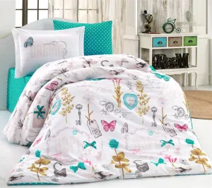3Pcs Single Duvet Cover 160*220 Rossella Turquoise - Made In Turkey