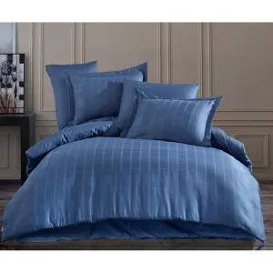 4Pcs Single Duvet Cover 160*220 Satin Ekose Navy - Made In Turkey