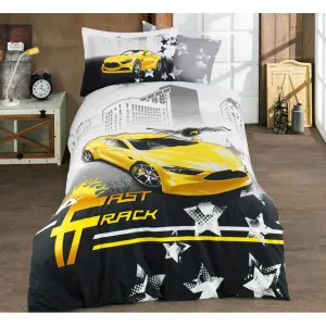 3Pcs Single Duvet Cover 160*220 Fast Track Yellow - Made In Turkey