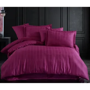 6Pcs Double Duvet Cover 200*220 Satin Ekose Purple - Made In Turkey