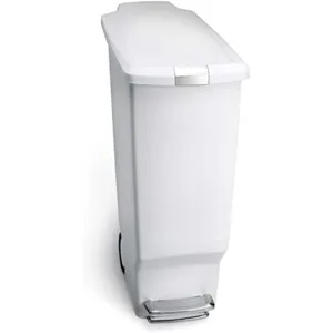 Plastic Slim Pedal Bins 40Litre White