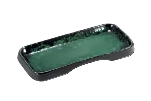 Rectangular Black and Green Reactive Stoneware Serving Board