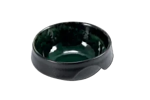 Round Bowl High Black and Green Reactive Stoneware Serving Bowl