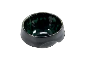 Round Black and Green Stoneware Bowl, Unique Modern Tableware