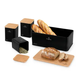 Berlinger Bread box with 3 pcs canister set, Matte Black