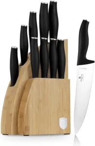Berlinger 10 pcs knife set with BAMBOO stand, Black Matte