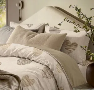 Beige Hearts Signature Cotton Bed Set