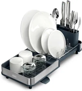 Joseph Joseph Extend Slim Steel Expandable Compact Dish Drainer Rack With Removable Cutlery Holder