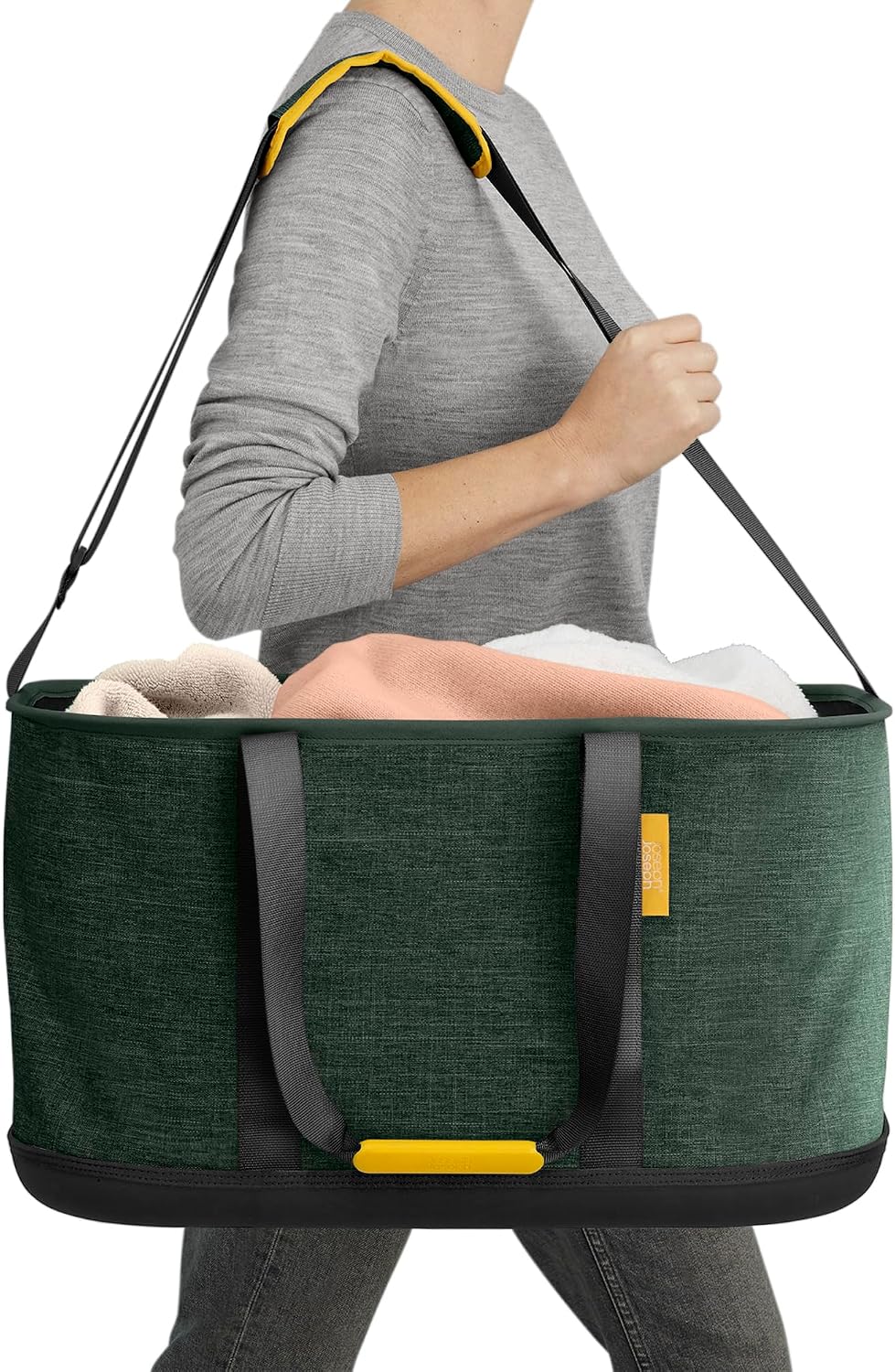 Joseph Joseph Hold-All Collapsible 45L/11.89 Gallon Outdoor Washing Laundry Basket with Shoulder Strap