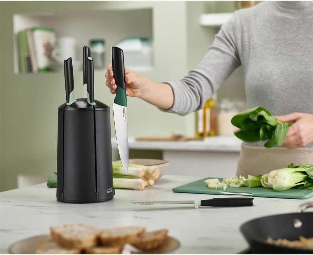 Joseph Joseph Elevate Knives 5-piece Carousel Set, Japanese Stainless Steel Knife Block