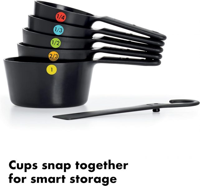 6 Pc Plastic Measuring Cups -Snaps - Black