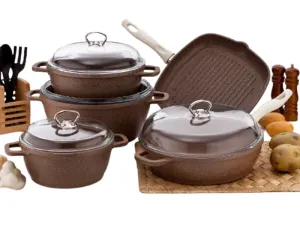 Falez Silico-Cast Premium 9-Pc Cookware Set (Brown)