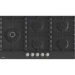 Gorenje Hob 90Cm 5Gas Burners Safety Cast Iron Black