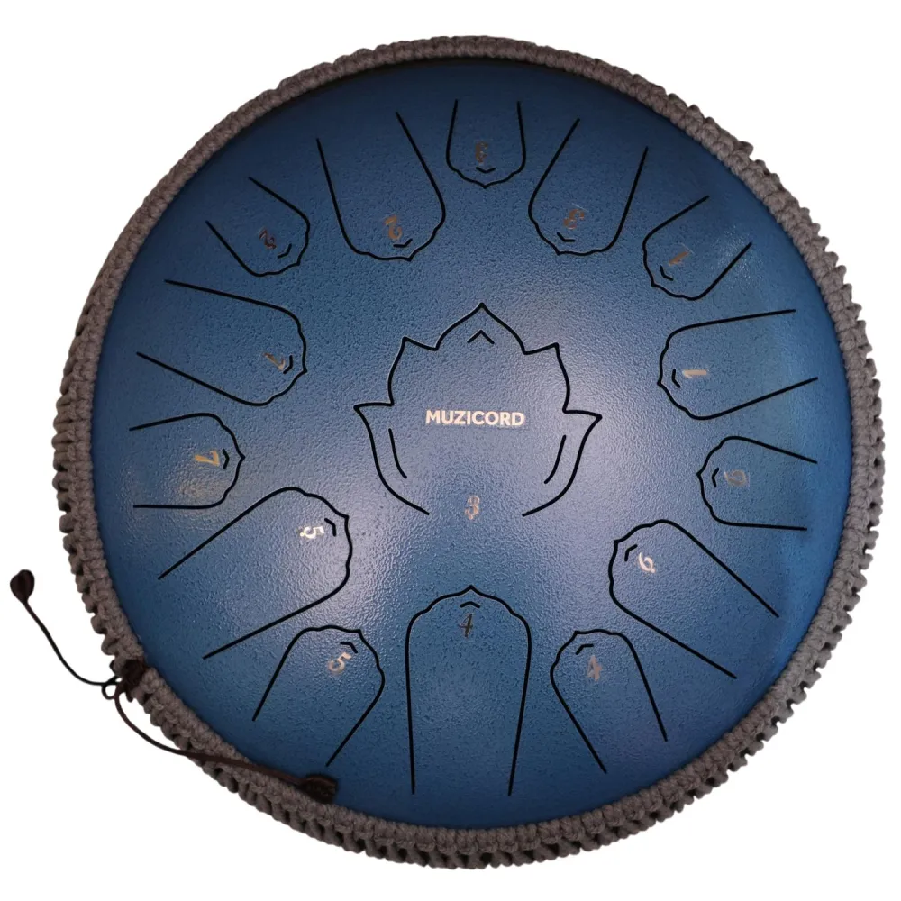 Muzicord TWH15-14 Steel Tongue Drum 15 notes 14inch, TWH lotus tongue, Carbon steel sea blue