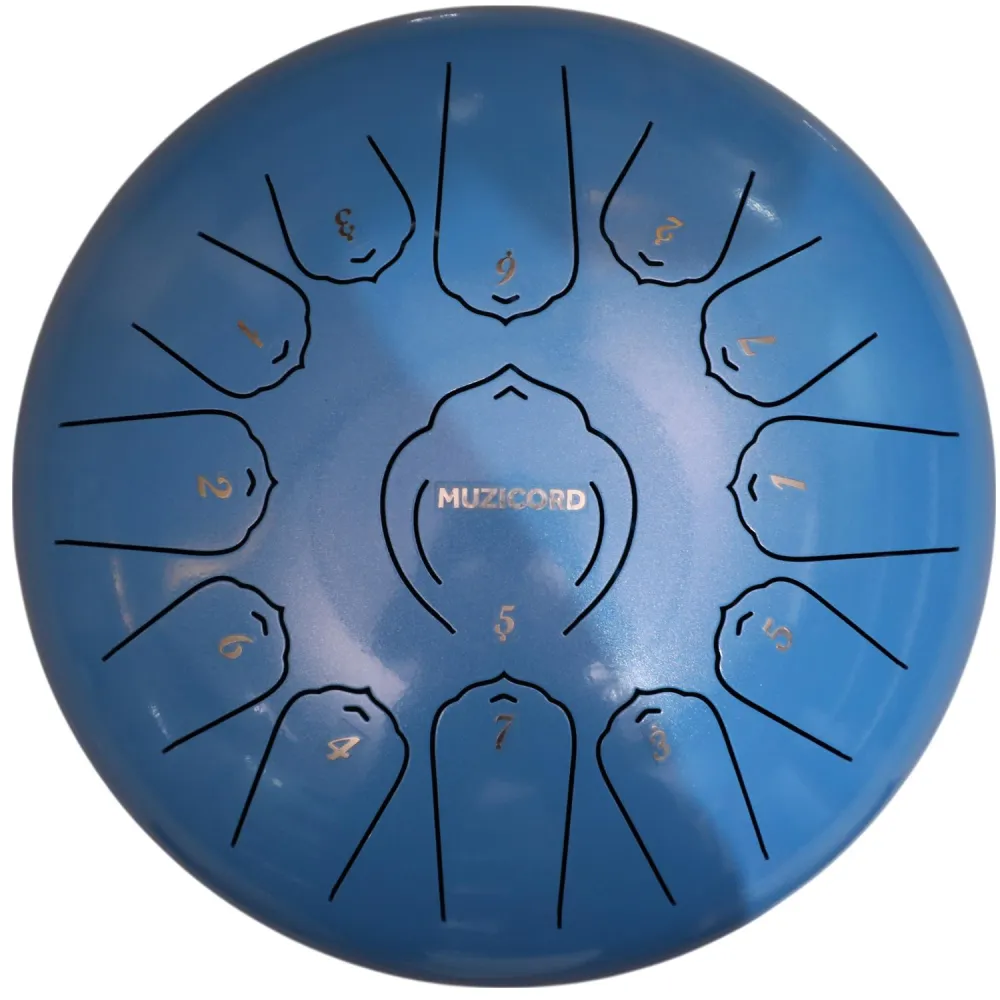 Muzicord TWL13-12 Steel Tongue Drum 13 notes 12inch, TWL lotus tongue, Carbon steel sky blue