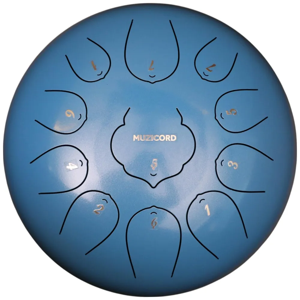 Muzicord THD11-12 Steel Tongue Drum 11 notes 12inch, THD lotus tongue, Carbon steel Sky Blue