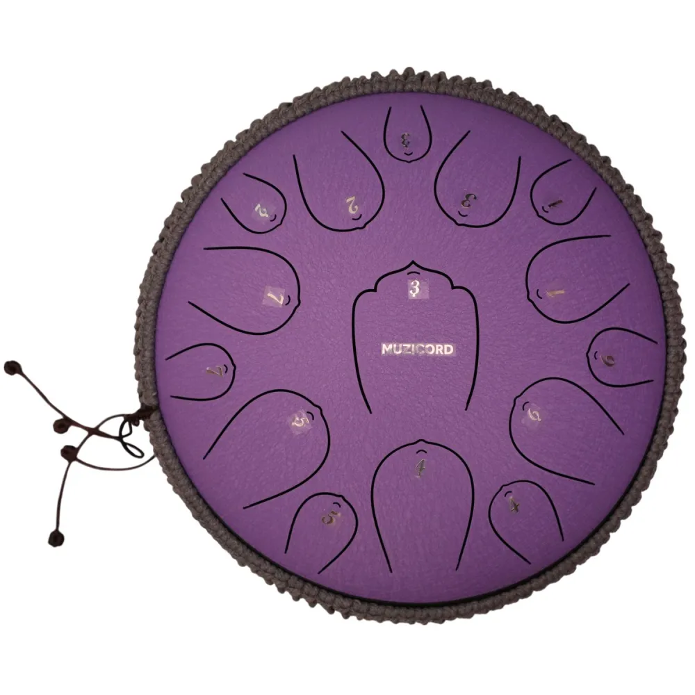 Muzicord THL15-13 Steel Tongue Drum 15 notes 13Inch, THL lotus tongue, Carbon steel White