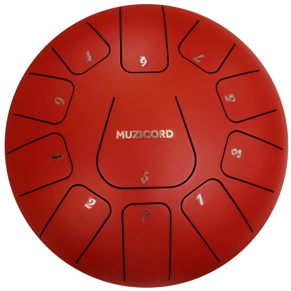 Muzicord THF11-10 Steel Tongue Drum 11 notes 10inch, Square tongue, Carbon steel red