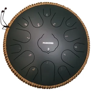 Muzicord TWR15-14 Steel Tongue Drum 15 notes 14inch, TWR lotus tongue, Carbon steel stone green