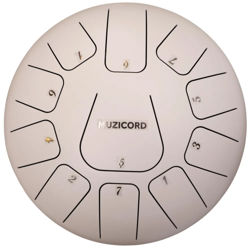 Muzicord THF11-10 Steel Tongue Drum 11 notes 10inch, Square tongue, Carbon steel white