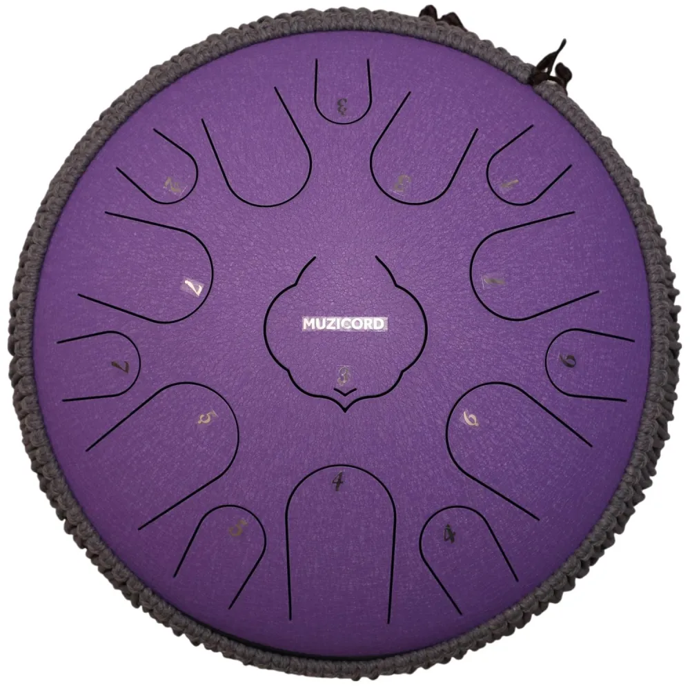 Muzicord TWR15-14 Steel Tongue Drum 15 notes 14inch, TWR lotus tongue, Carbon steel lavender