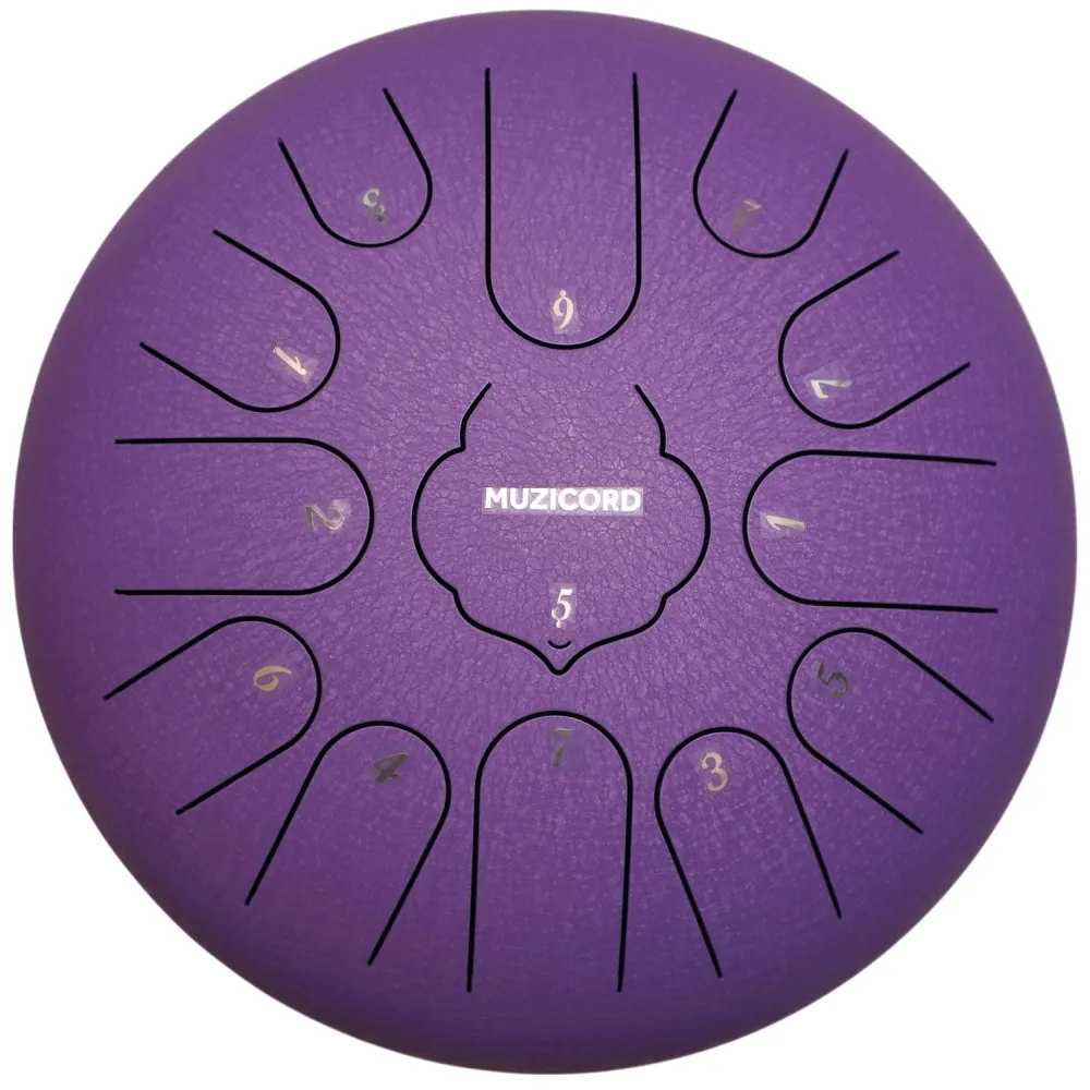 Muzicord TWR13-12 Steel Tongue Drum 13 notes 12inch, TWR lotus tongue, Carbon steel lavander