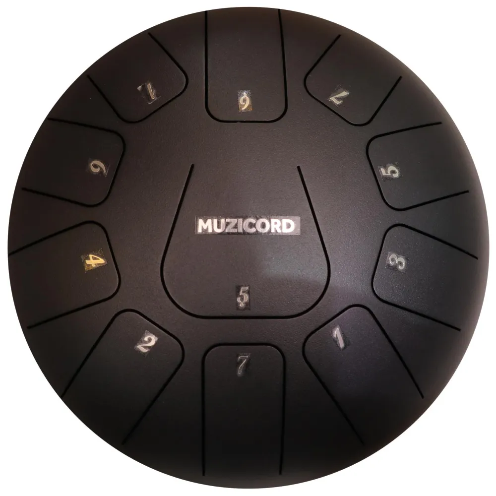 Muzicord THF11-10 Steel Tongue Drum 11 notes 10inch, Square tongue, Carbon steel ink Black